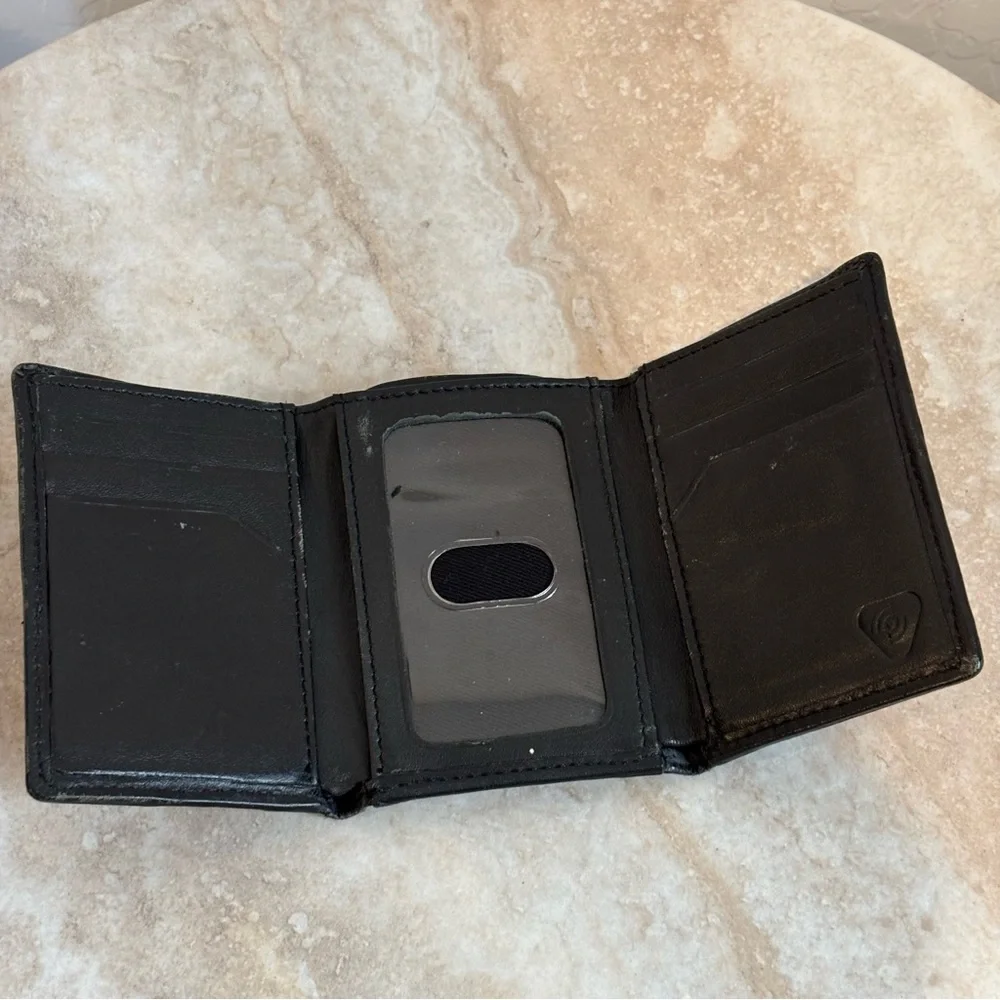Rei tri-fold RFID nylon and leather wallet